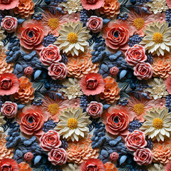 Fabrics embroidered seamless patterns of vintage flower pastel color tones for various creative lovers and home decorating enthusiasts.NO.15