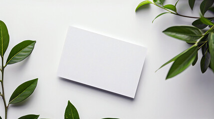 Blank white business card mockup. Generative AI