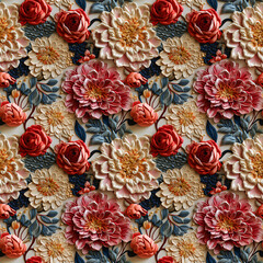 Fabrics embroidered seamless patterns of vintage flower pastel color tones for various creative lovers and home decorating enthusiasts.NO.02