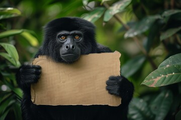 Gorilla holding piece of paper 