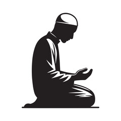 Silhouetted Muslim Men in Prayer Captivating Moments of Devotion Faith and Serenity black and white