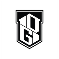 DG Logo monogram hexagon geometric up and down inside shield isolated style design template