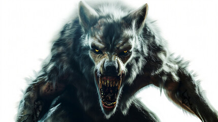 A stunning 3D rendering of a fierce wild werewolf, captured in intricate detail and super realistic textures. This awe-inspiring artwork showcases the raw power and untamed nature of these m