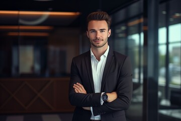Fototapeta premium Illustration of a fashion portrait, Business man, AI Generated