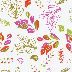 Floral brush strokes seamless pattern. Design for fashion textiles, graphics, backgrounds and crafts. 