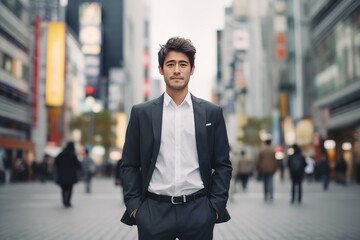 Illustration of a fashion portrait, Business man,  AI Generated