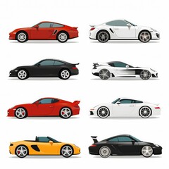Fototapeta premium Collection of Cars Isolated