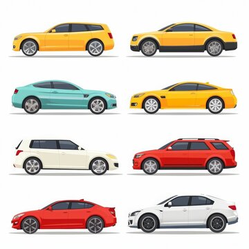 Collection of Cars Isolated