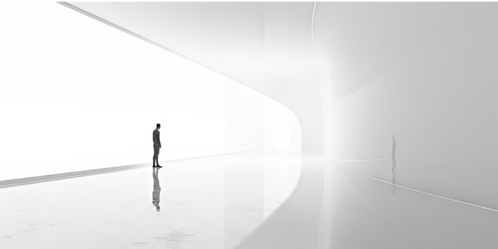 Serenity in White: A Minimalistic Scene Featuring White Space and a Single Point of Interest