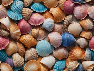 seamless background of colorful shells