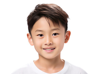 young happy boy looking at camera.Isolated on the transparent background