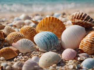Obraz na płótnie Canvas seamless background of colorful shells