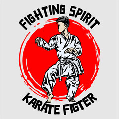 Karate fighter illustration logo poster t shirt merchendise design
