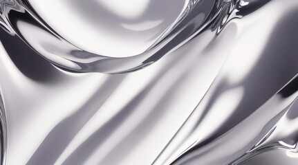 Seamless silver leaf background texture transparent overlay. Shiny light grey crumpled metallic chrome foil repeat pattern. Modern abstract luxury wallpaper. Glittery party backdrop. 3D rendering.	