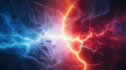 Illustration of lightning storm and thunder climate change - obrazy, fototapety, plakaty