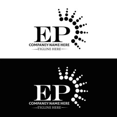 Naklejka premium EP logo. E P design. White EP letter. EP, E P letter logo design. Initial letter EP linked circle uppercase monogram logo. E P letter logo vector design. top logo, Most Recent, Featured,