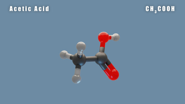 Acetic Acid molecule of C2H4O2 3D Conformer render. Food additive E260