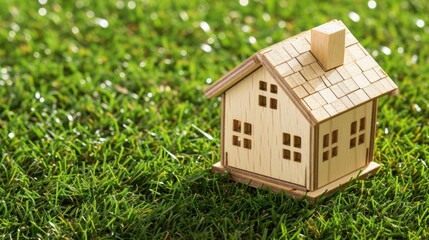 wooden house on the grass, wooden house in the garden