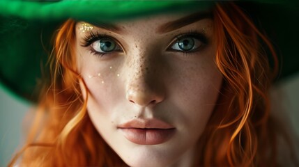 Close-Up Image of Woman Wearing Green Hat, St Patrick