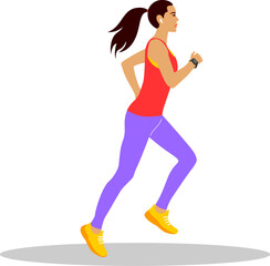 A young woman on a jog is exercising