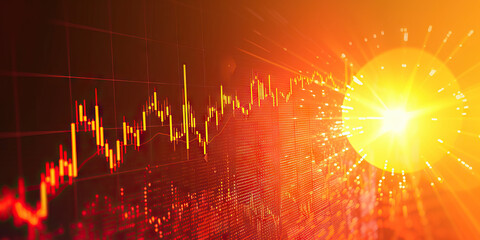 Positive Outlook: A Conceptual Image Featuring a Bright Sun Over a Financial Chart, Signifying Optimism in the Market