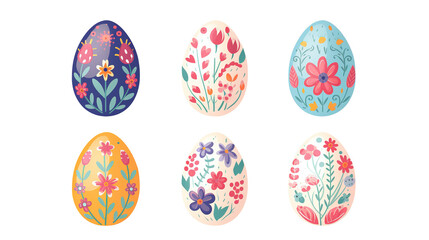  Easter  of eggs with different textures, patterns and festive decorations  png