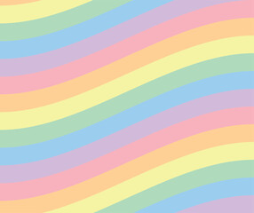 パステルカラーの虹色の背景素材（波型）