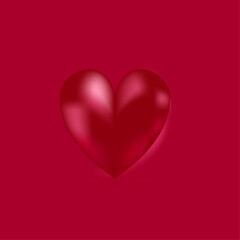 single heart isolated on red background
