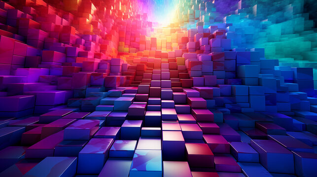 3d geometric shapes on indoor background Ai generative