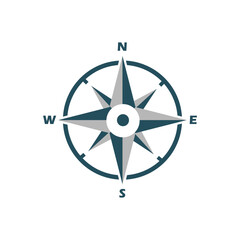 compass icon navigation, camping equipment vector - obrazy, fototapety, plakaty