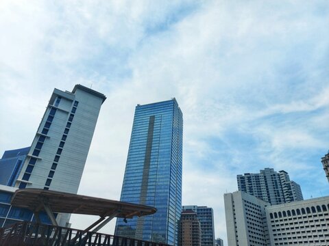 tall buildings in the city centre.