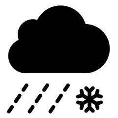 Snowy weather forecast icon. Snow cloud icon. Cloud with snowflakes icon.