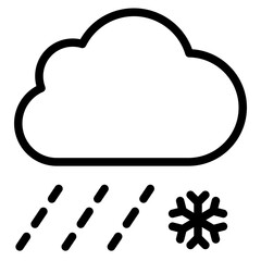 Snowy weather forecast icon. Snow cloud icon. Cloud with snowflakes icon.