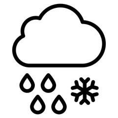 Snowy weather forecast icon. Snow cloud icon. Cloud with snowflakes icon.