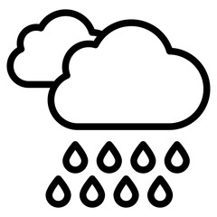Rain clouds icon vector. Simple weather sign. Cloud with rain icon