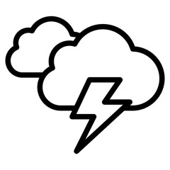 Thunder storm icon with cloud, lightning and rain.