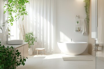 Fototapeta na wymiar Bathroom with light and airy concept.