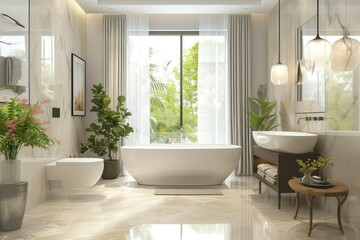 Fototapeta na wymiar Bathroom with light and airy concept.