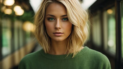 Obraz premium Blonde with short hair