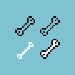 Fototapeta premium Pixel art outline sets icon of single bone logo variation color. Bone skull icon on pixelated style. 8bits Illustration, perfect for design asset element your game ui. Simple pixel art icon asset.