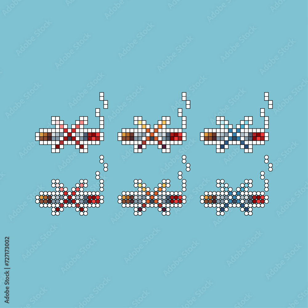 Poster pixel art strok sets icon of no smoking logo variation color.healthy no smoking icon on pixelated st