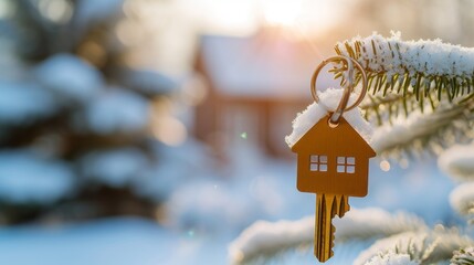 Winter Wonderland Escape: Modern Country Home Awaits | Key & House Keychain