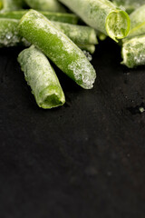 deep frozen beans for cooking , close-up