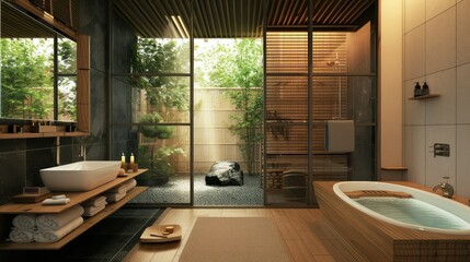 The bathroom in a Japanese tea house hotel.