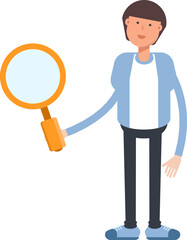 Office Worker Character Holding Magnifier
