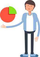 Office Worker Character Holding Pie Chart
