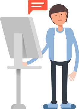 Office Worker Character Working on Computer
