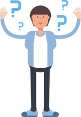 Office Worker Character and Question Marks
