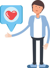 Office Worker Character and Heart Message
