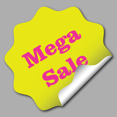 Sticker Mega Sale. Sticker for business, online sales, etc. Round sticker with inscription